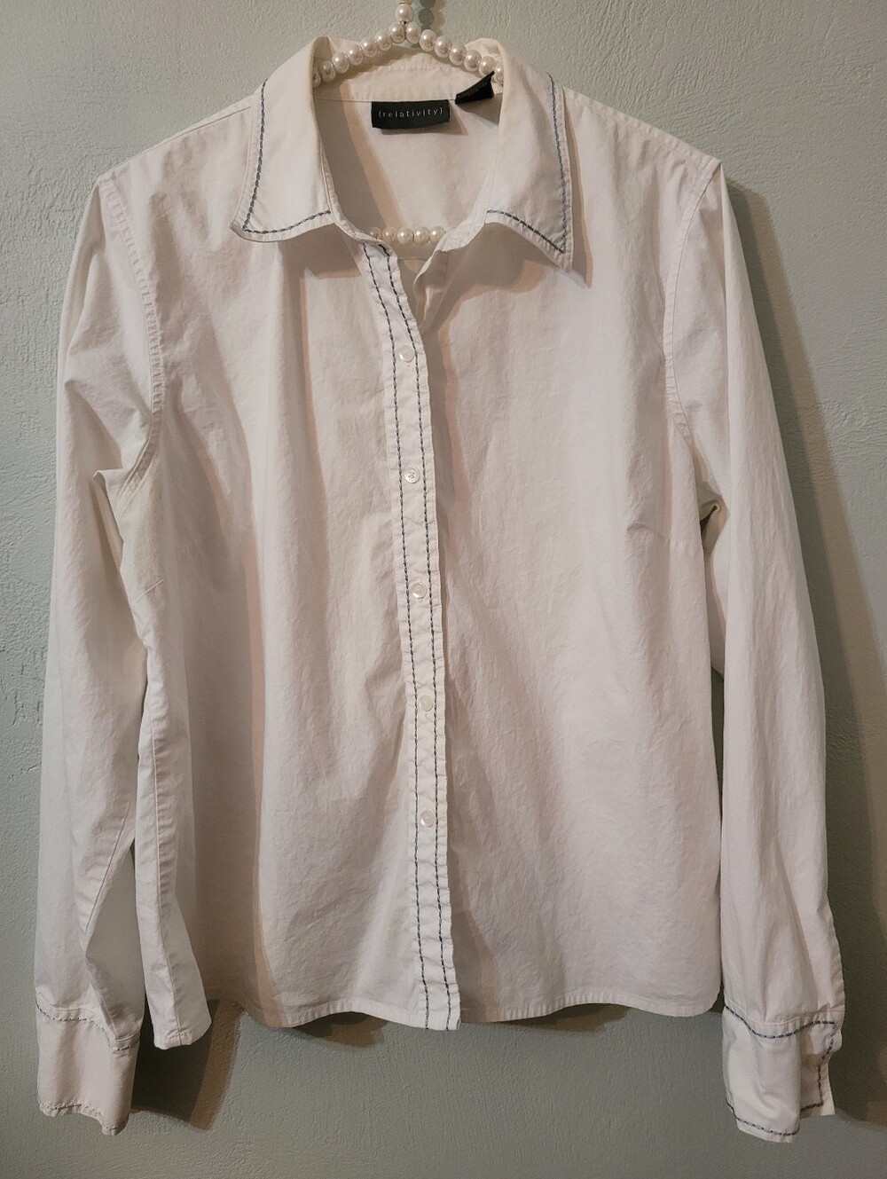 Relativity Cotton Casual Women's Casual Button Down Shirt Size Large!